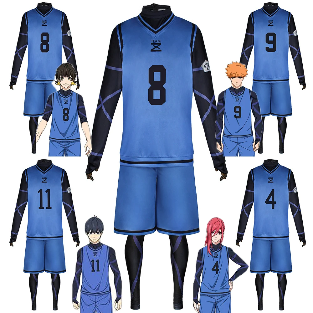 Anime Blue Lock Jersey Football Club Sportswear Isagi Yoichi Cosplay Costume Hyoma Chigiri Meguru Bachira Jumpsuits Vest Shorts