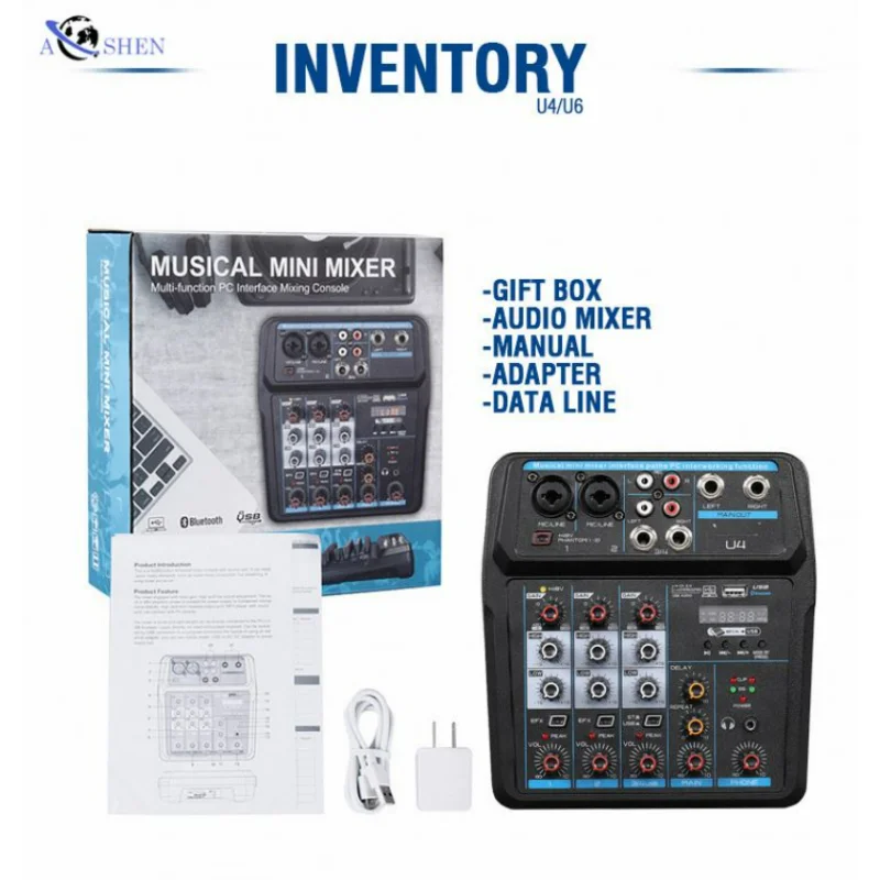 

Профессиональный 4-канальный USB аудио микшер U4 консоль смешивание для DJ сценической записи производительности оптом
