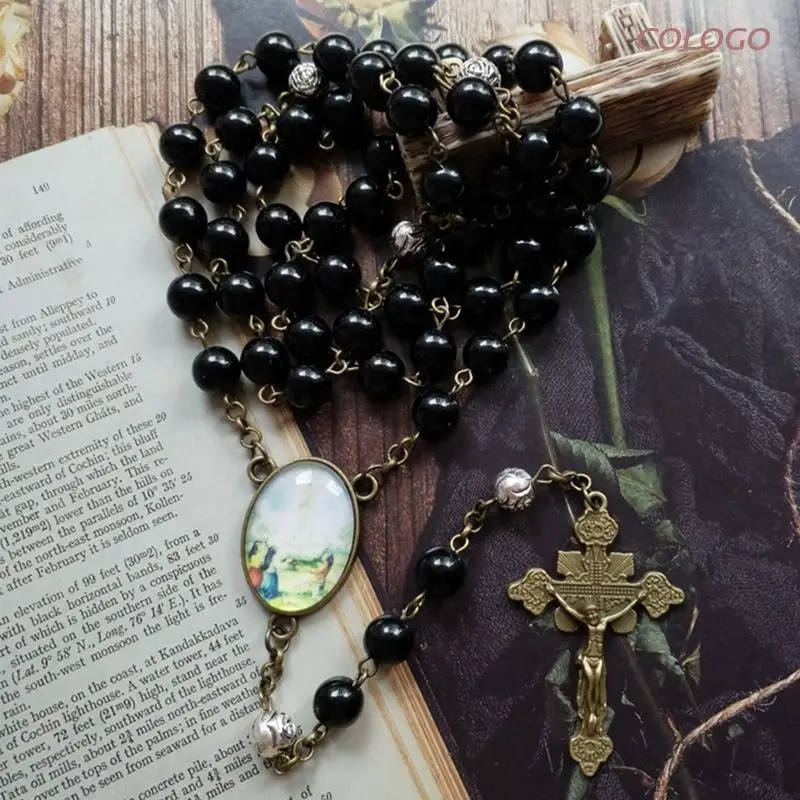 

Rosary Necklace with Jesus Crucifix Medal Rosary Prayer Gifts for Women Catholic Necklace with Jesus Christ Religious