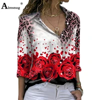 plus size ladies folk vintage flower print shirt blouse long sleeve casual shirt wear 2022 new summer tops clothing femme 5xl