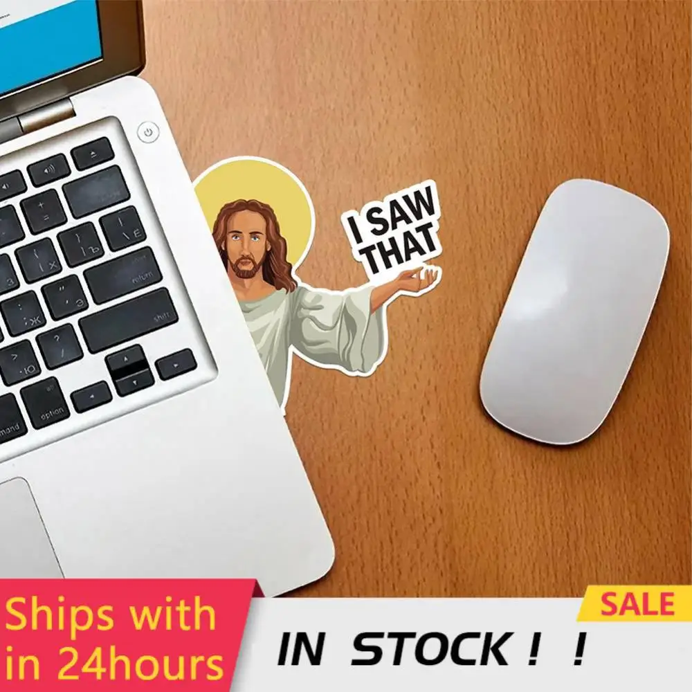 

10pcs Funny Jesus I Saw That Vinyl Decal Sticker For Laptops Water Bottles Car Christian Gifts Mobile Phone Ipad Funny Sticker