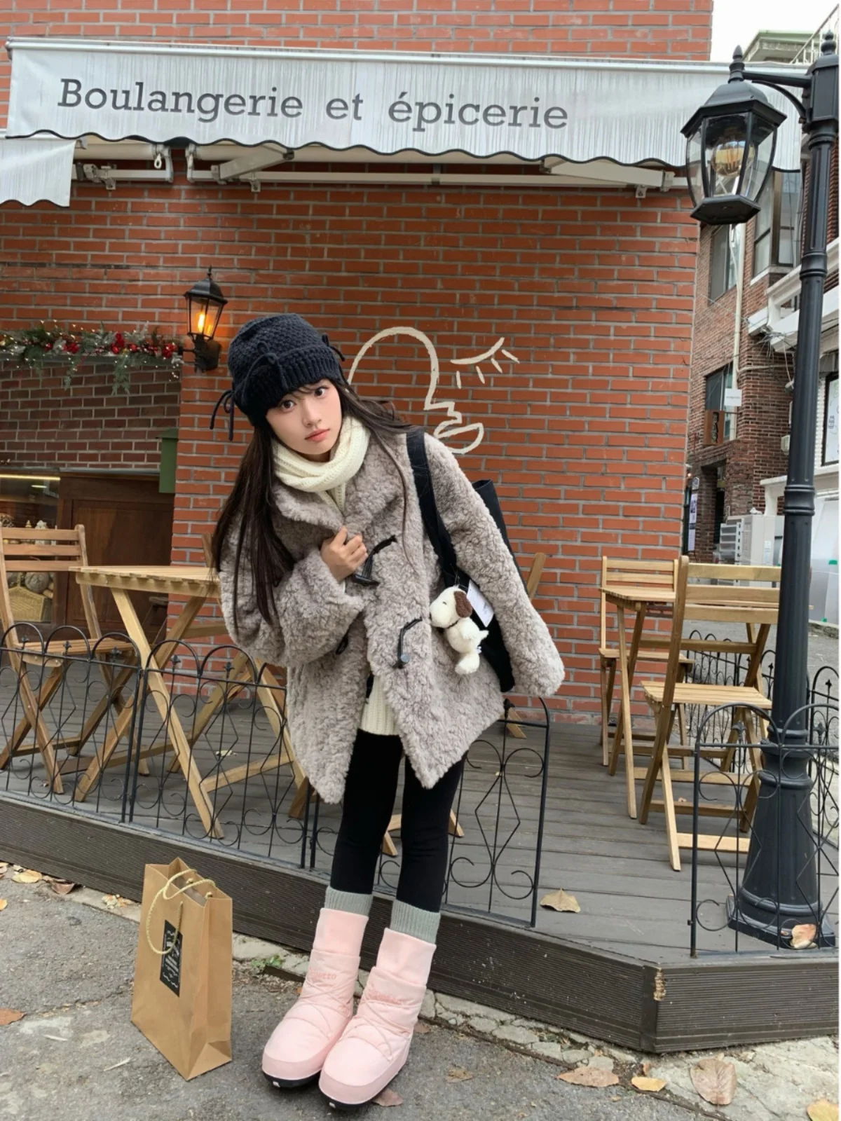 Stand Collar Horn Buckle Lamb Wool Thickened Outerwear Women 2024 Winter New Design Sense Small Plush Top |