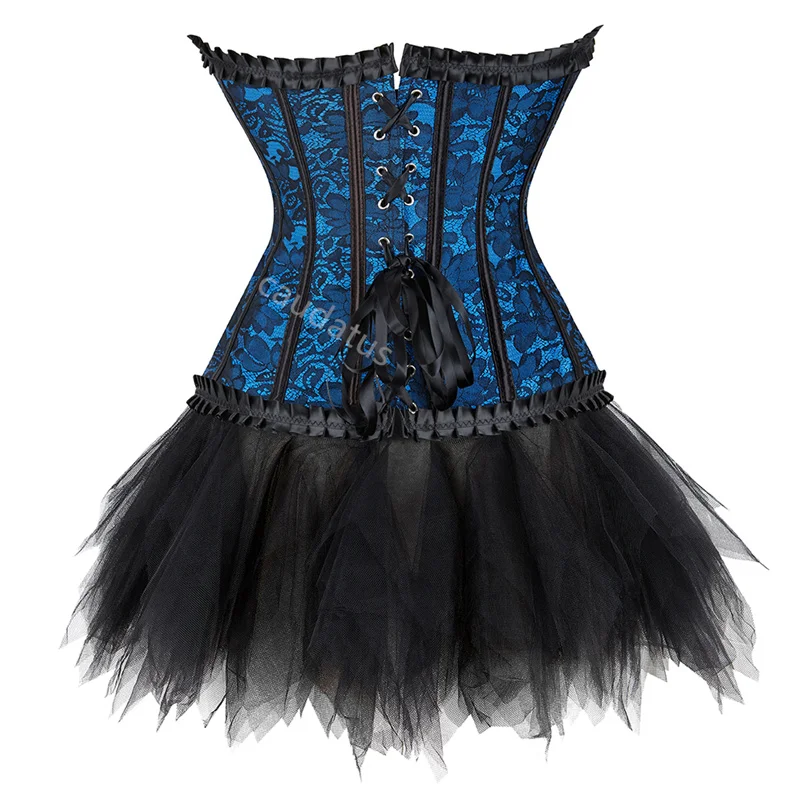 Корсет-юбка платье-пачка комплект с завышенной талией и кружевом костюм для