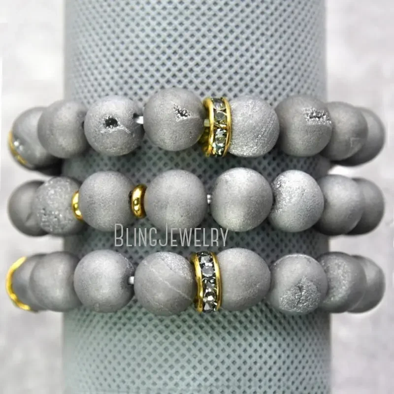 10 шт. Радужный Мистик Друза Агат бисерный браслет для женщин лечебный Кристалл