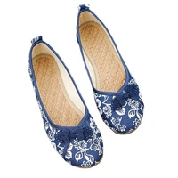 2022 spring new print flats women comfortable slip on soft bottom loafers shoes woman chinese style non slip casual shoes