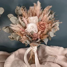 Boho Wedding Decoration Dried Flowers Bridesmaid Bouquets,Wedding Bouquets for Bride,Bridal Shower and French Rustic Wedding