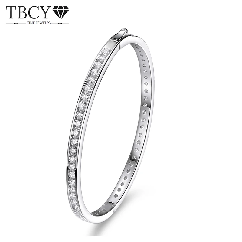Женский браслет с муассанитом TBCYD серебро 2 5 пробы пряжкой мм