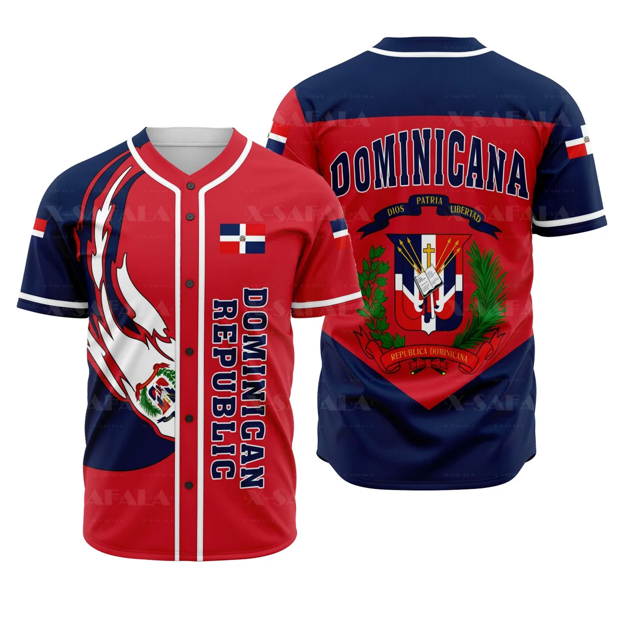 World Baseball Dominican Republic 3D Print Mesh Fiber Baseball Jersey Shirt Tops Tee Men Streetwear Short Sleeve Sport Tracksuit