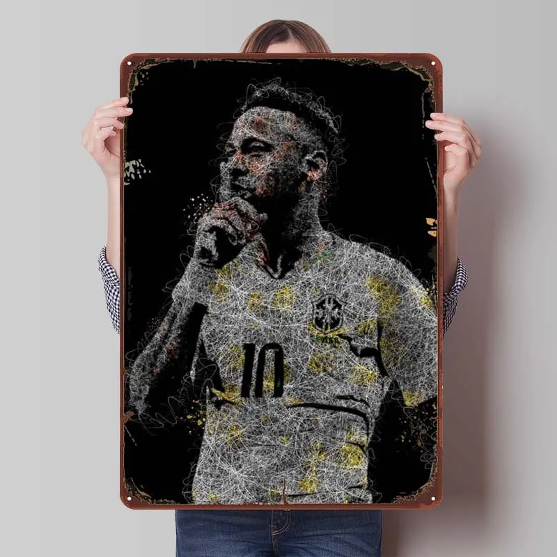 Неймар-младший Бразилия металлический знак спортивный плакат Настенный декор