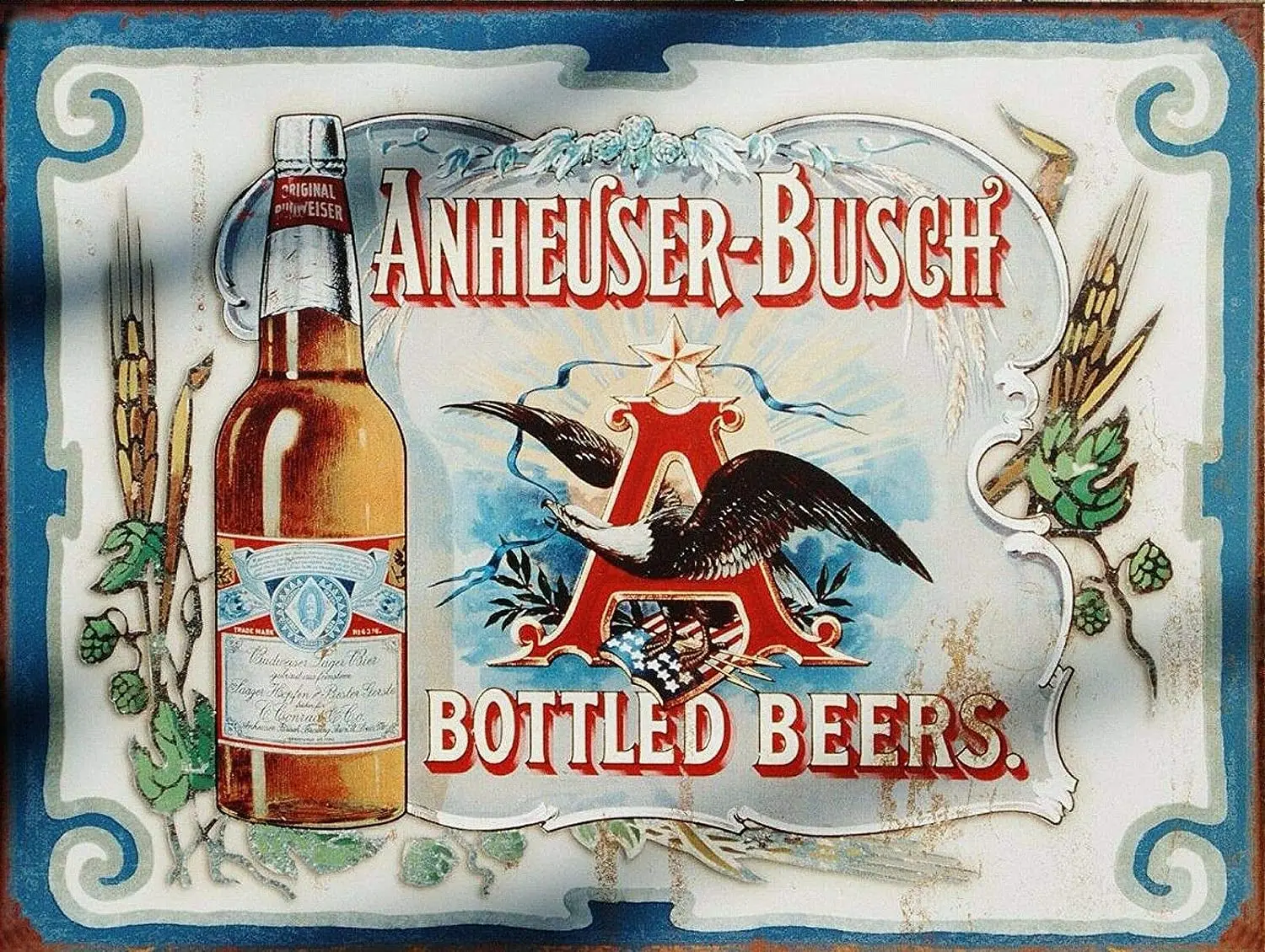 

Anheuser Bottled Beer 8x12 Inch Garage Wall Decor Metal Tin Sign