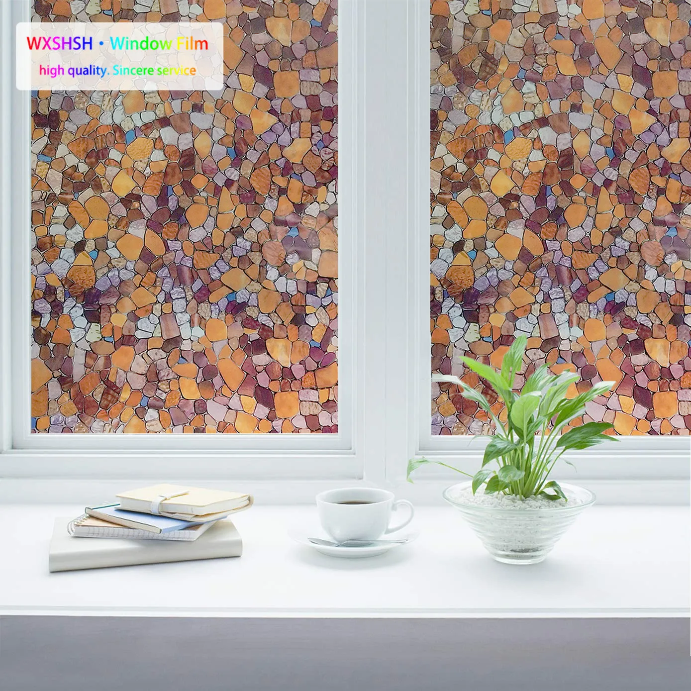 

0.45*2m Window Film Non Adhesive Frosted Privacy Sticker Self Static Cling Vinly Glass Film Anti UV Decorative Cobblestone