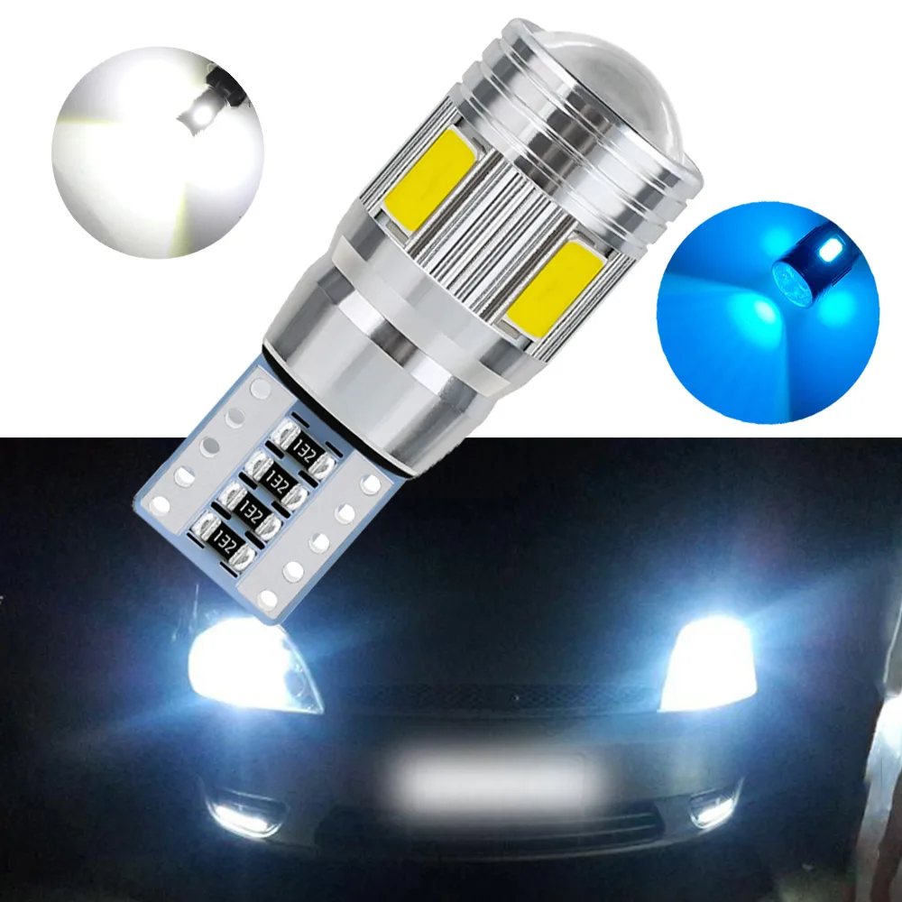 

1pc T10T W5W 194 10LEDs Car Brake Bright Bulbs Wedge Turn Signal License Plate Lamp Reverse Lights Lamp Turn Signal White Canbus