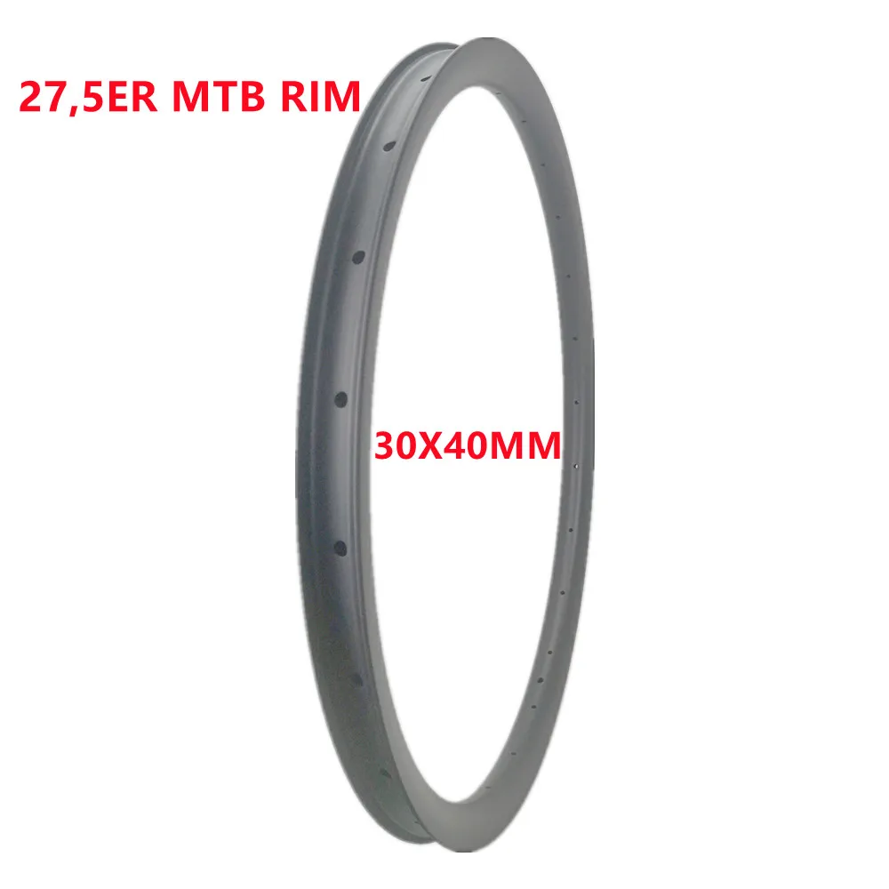 

27.5ER/650B MTB Carbon Rim 24H 28H 32H 3K 12K Twill Glossy 30X40MM Hookless Tubeless Wheel Rim Carbon Rim Asymmetric Carbon Rim