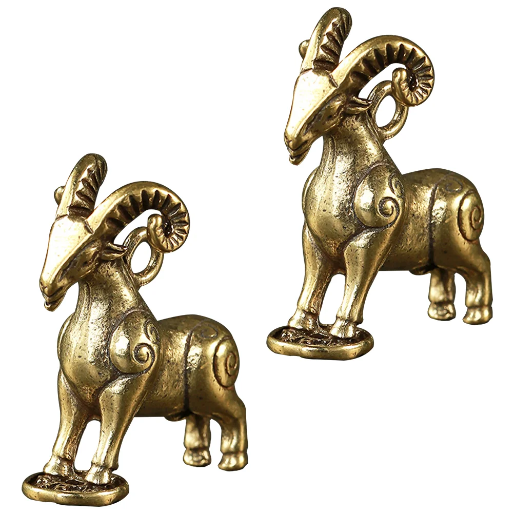 

Statue Sheep Goat Brass Chinese Zodiac Figurine Animal Fengshui Pendant Figurinescopper Miniature Charms Charm Metal Jewelry