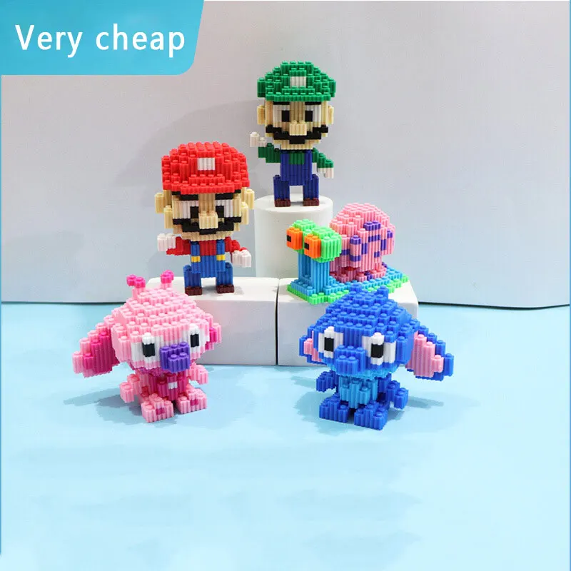 

Mario Stitch Animation Cartoon Assembly Model Miniature DIY Puzzle Toy Children's Birthday Gift Cute Animal Model Holiday Gift