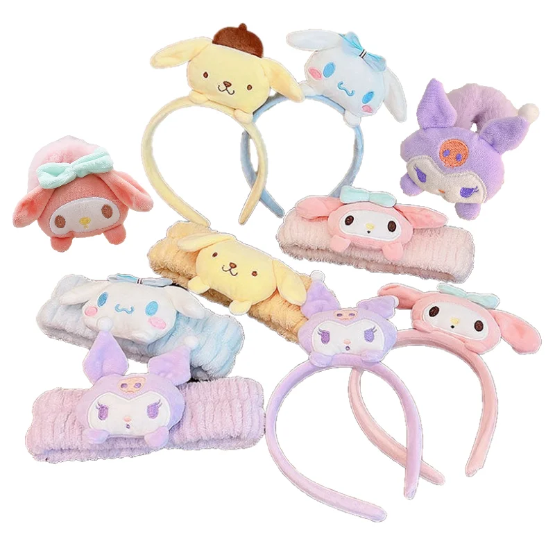 

Sanrio Head Strap Kulomi Face Wash Hair Band Autumn Winter Anime Kawaii Plush Doll Hair Accessories Girls Halloween Gift
