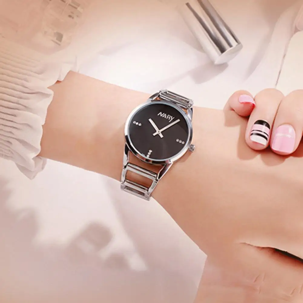 

Stainless Steel Simple Women Simple Quartz Watch Durable NARY Watch Round Dial for Wedding