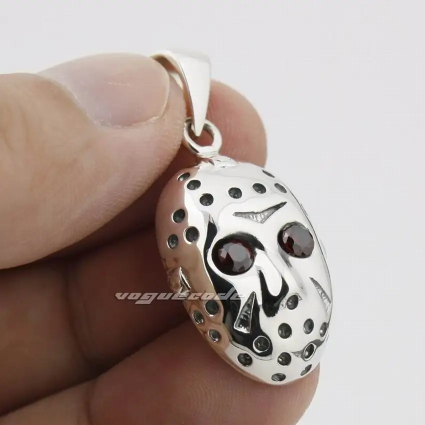 CZ Stone Eyes Стерлингового Серебра 925 пробы Хэллоуин Джейсон Хоккей Подвеска Байкер