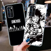 one piece black and white anime clear silicone phone case for huawei p30 p40 p20 lite p50 pro p smart z 2019 soft tpu back cover