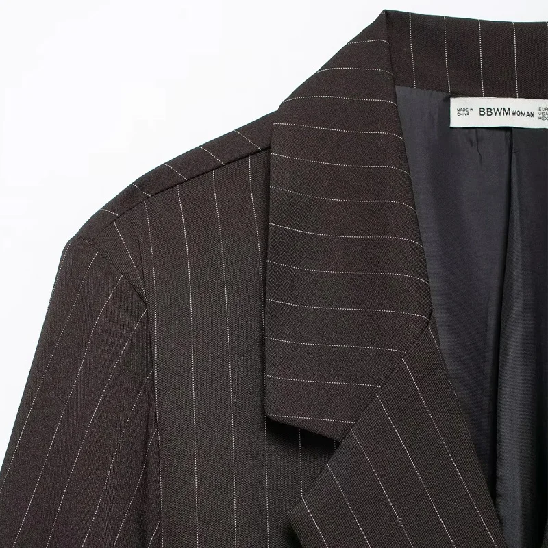 TRAF полосатый пиджак 2024 женский осенне-зимний элегантный офисный верхний костюм с