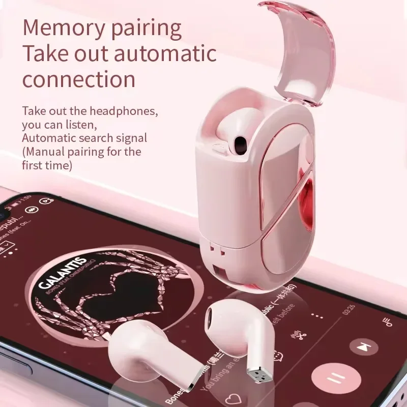 Беспроводные Bluetooth-наушники K520 с зарядным чехлом в форме сердца подходящим для