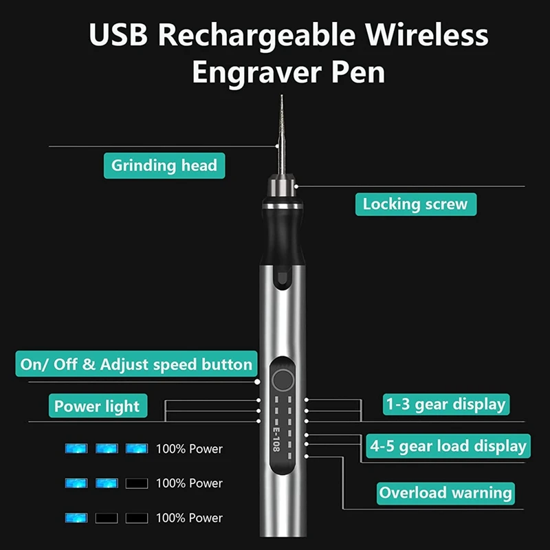 

USB перезаряжаемая гравировальная ручка с 35 битами, портативная электрическая гравировальная ручка «сделай сам» для ювелирных изделий