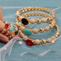 luxury dubai wedding jewelry set copper plated gold bracelet red faux gems arabian bridal jewelry women rings free shipping