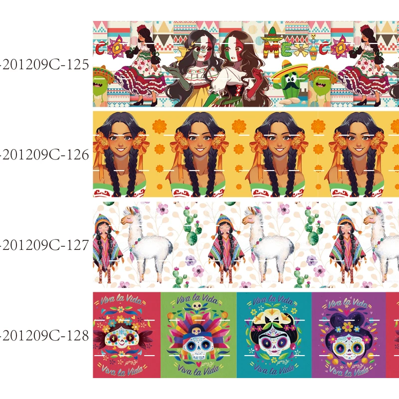 

Мексиканская девушка мультфильм корсажная лента 25 мм печатный 10 ярдов для DIY волос бант подарок свадебное украшение праздничное украшение