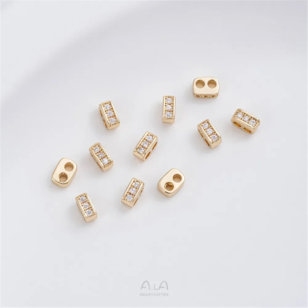 14-каратное золото инкрустированный цирконием свиной нос двойное отверстие