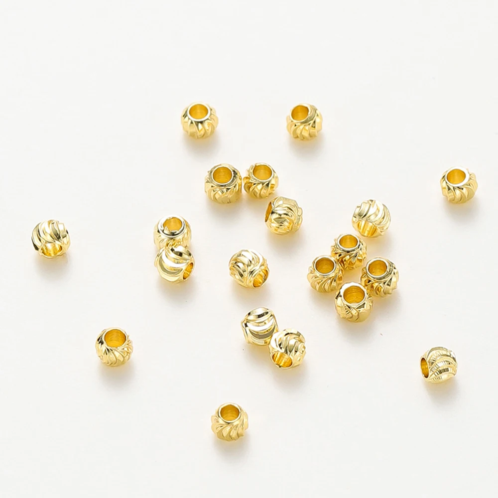 

20Pcs/Lot 2.5-6mm 14K/18K Gold Color Plated Brass Flower Beads Loose Spacer Beads for DIY Jewelry Necklace Making Accessories