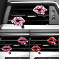 2pcs car creative air freshener lip diamond red sexy lips aromatherapy air vent diffuser clip car decoration styling accessories