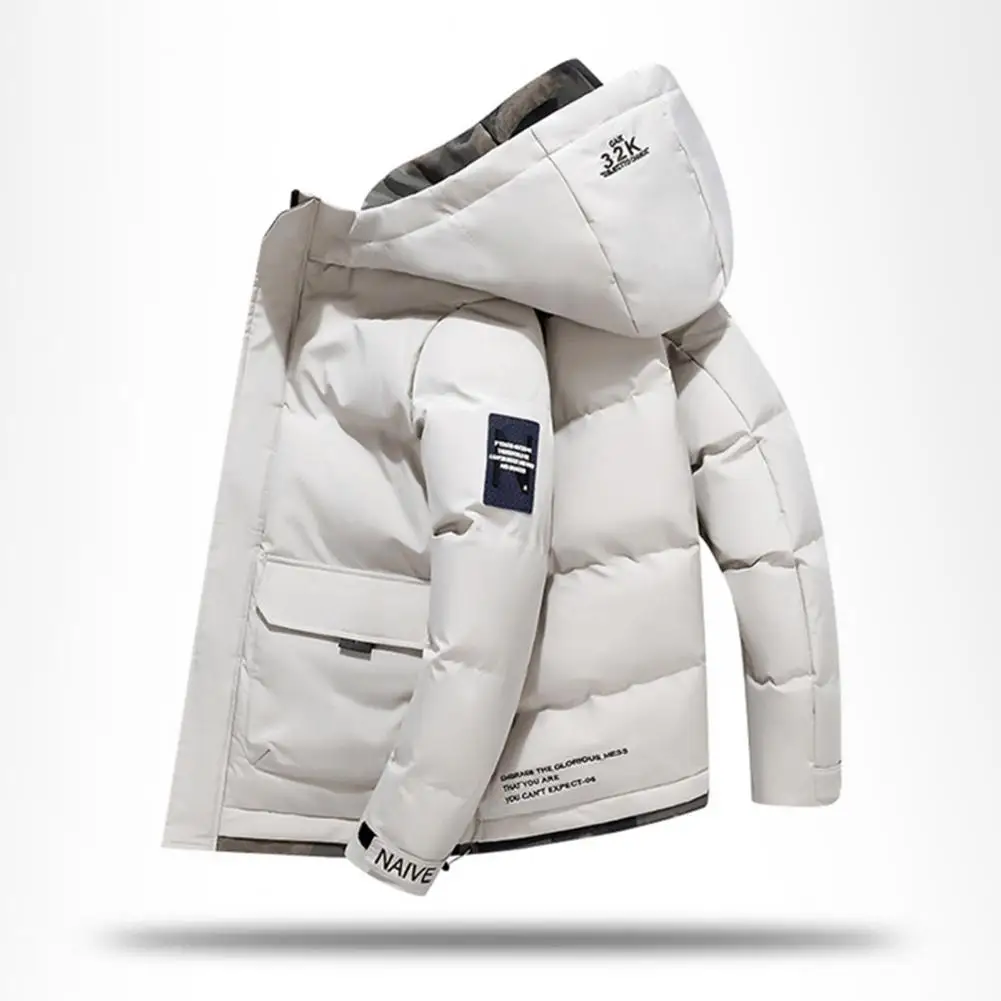 Trendy Men Overcoat Solid Color Coldproof Washable Hood Overcoat  Men Outerwear    Men Jacket