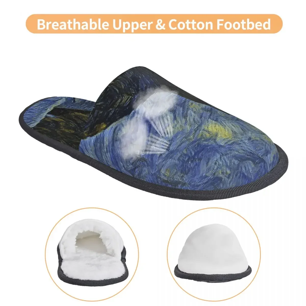 Плюшевые тапочки для мужчин и женщин Шамбала кот в Винсенте Ван Гога