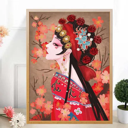 

Diamond Painting Peking Opera Woman Facebook Cross Stitch Full Square Diamond Embroidery Mosaic Rhinestone Picture Home Decor
