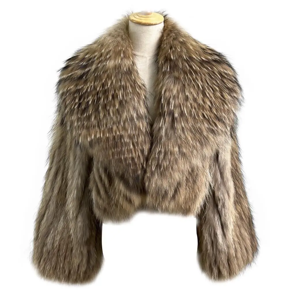 Raccoon Hair Real Fur Short Coat Women Shawl Fashion Luxury Capes Winter Thicken Warm Overcoat Big Collar Jacket Dropshipping