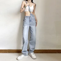 european and american style summer womens solid color high waist street fashion casual loose denim overalls streetwear women