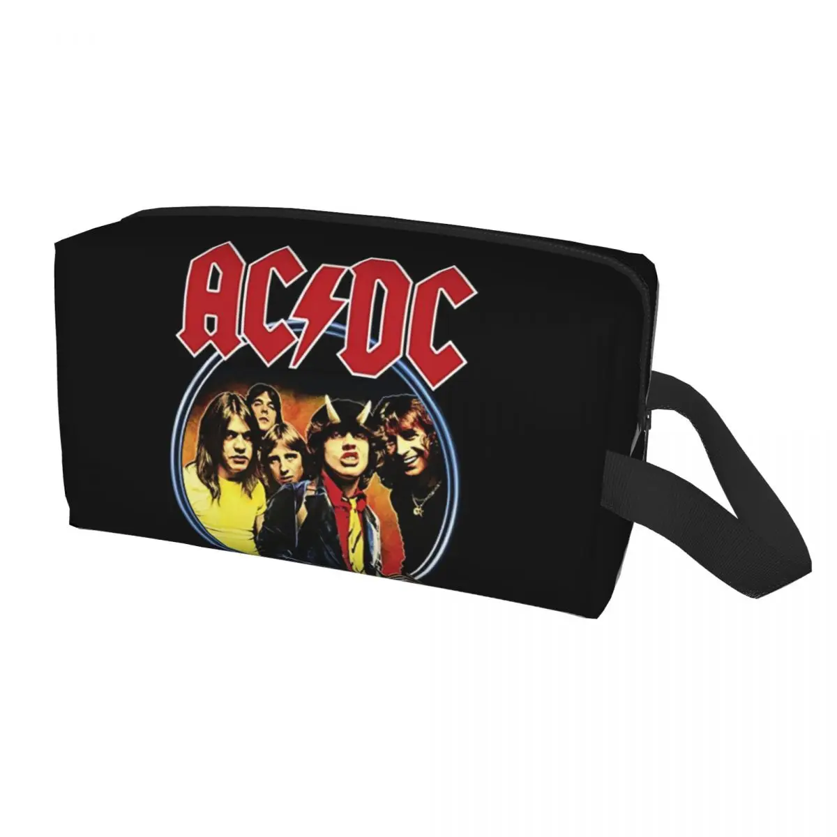 

Custom AC DC Rock And Roll Travel Cosmetic Bag for Women Australian Band Star Toiletry Makeup Organizer Ladies Storage Dopp Kit