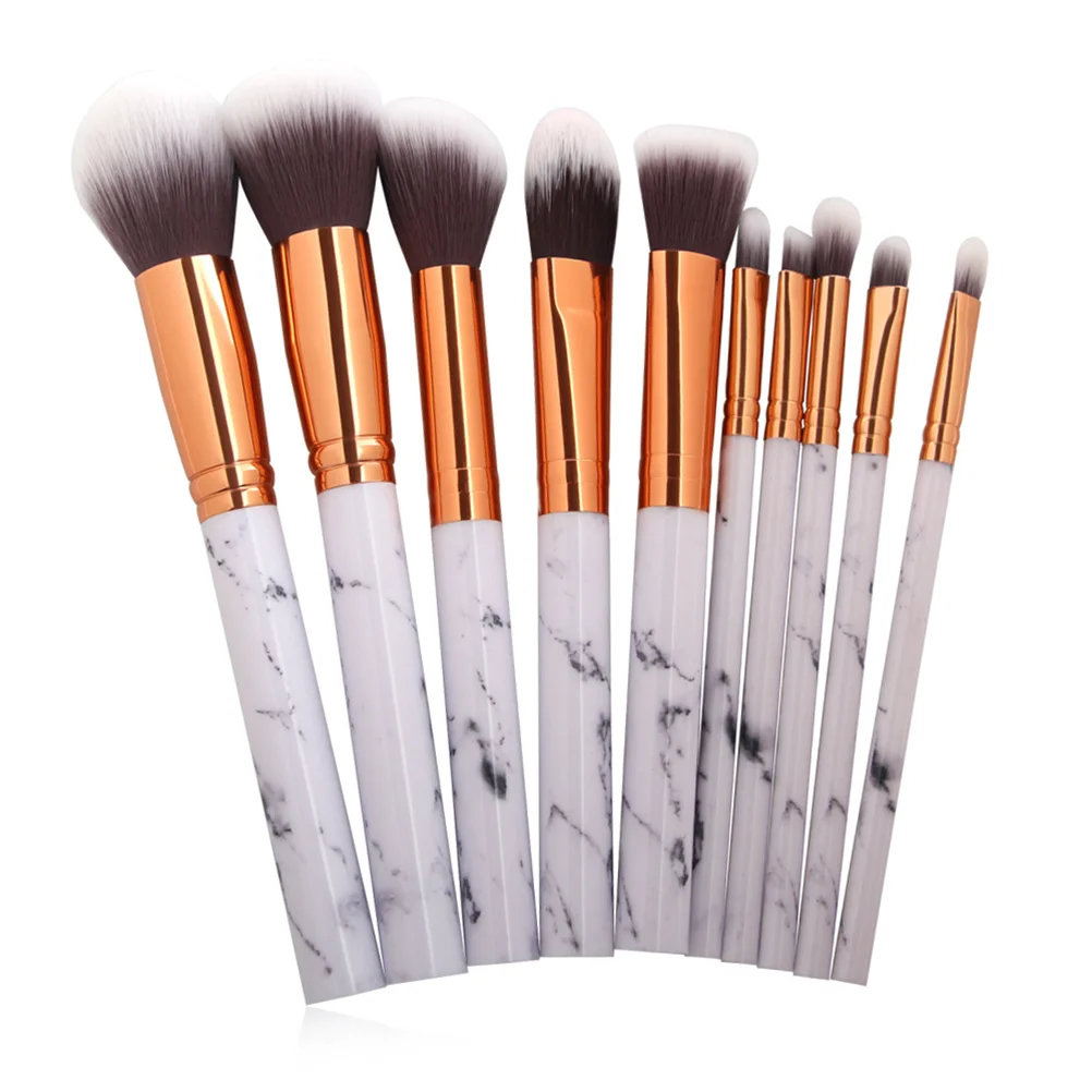 

10Pcs Marble Make Up Brushes Foundation Eyebrow Eyeliner Blush Concealer Brushes Super Hair Makeup