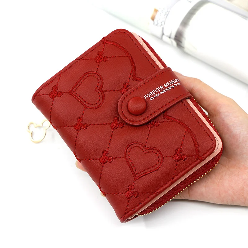 

Women Wallets New Luxury Brand Red Black Small Mini Coin Purse Hasp Card Holder Lady Wallet Zipper Female Leather Buckle