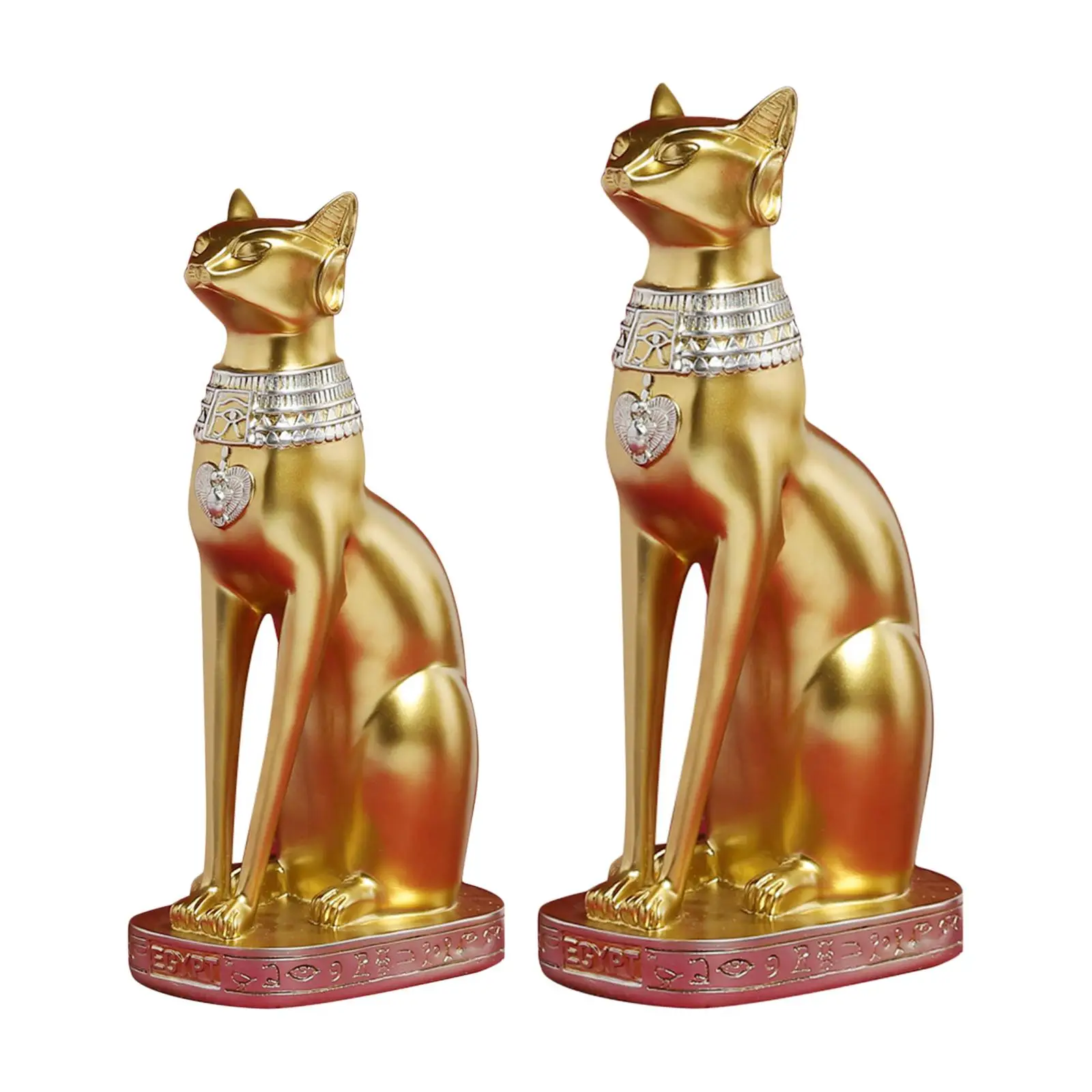 Handmade Egyptian Bastet Cat Statue Goddess Figurine Mythology Gold Finish