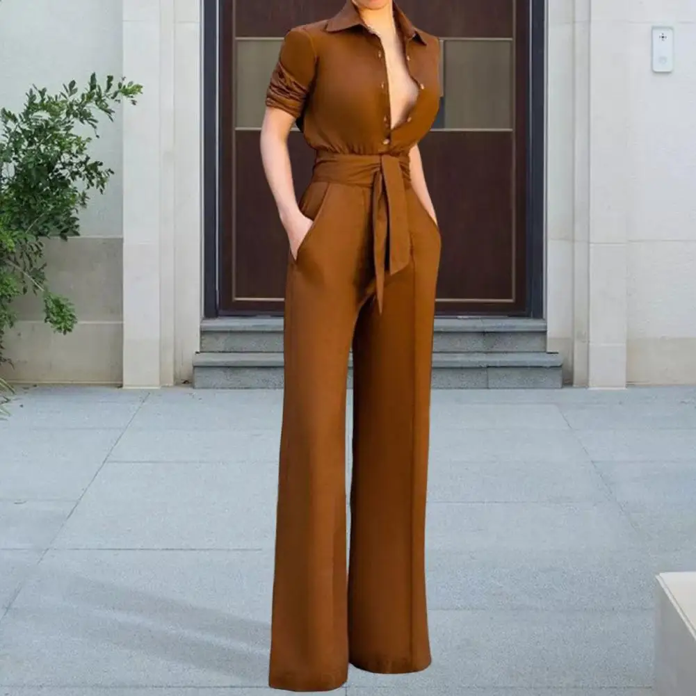 

Stylish Business Half Single-breasted Tight Waist Long Sleeves Women Romper Prom Garment Women Romper Women Jumpsuit