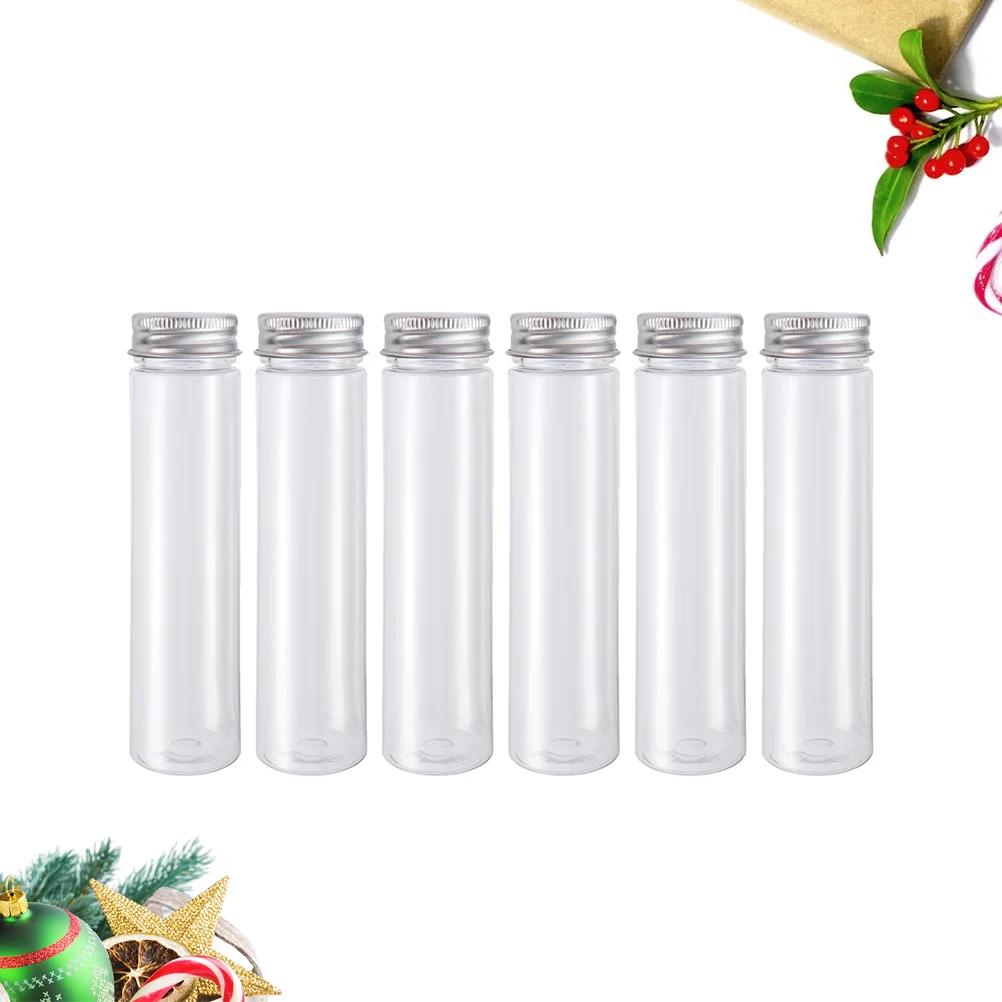 

6PCS 110ml Plastic Clear Test Tubes Flat-bottomed Candy Travel Lotion Containers with Screw Caps Glass Souvenirs for souvenirs