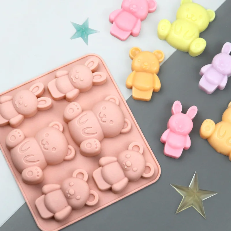 

Силиконовая шоколадная форма «сделай сам», розовый медведь, кролик, мыло ручной работы, шоколадная фотография