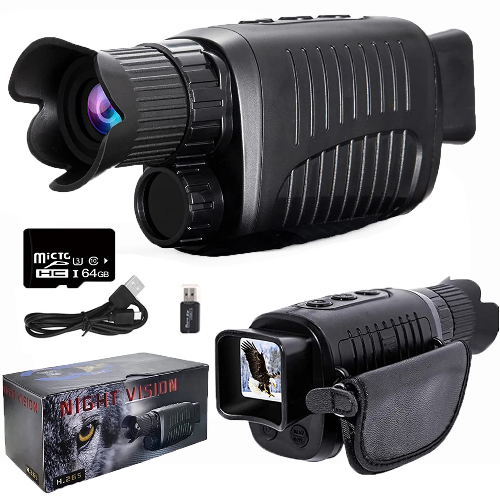 

Монокуляр с функцией ночного видения и воспроизведения видео на улице, цифровое видение, 10-дюймовая инфракрасная бинокулярная камера с функцией ночного видения и 1080p зумом