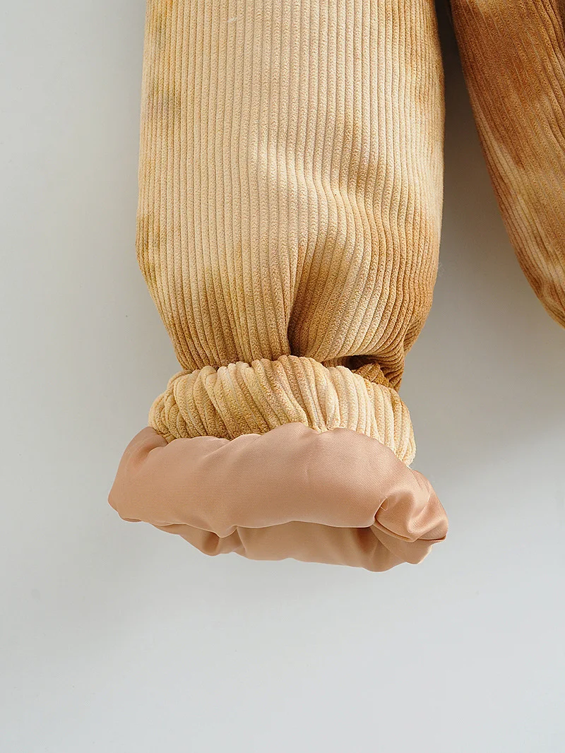 Retro Style Tie-Dye Lapel Long-Sleeved Thick Padded Jacket 2022 Autumn and Winter New Women's Cotton Padded Clothes