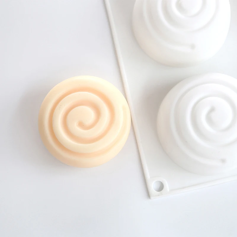 

6 Pcs Mousse Moulds Round Spiral Pudding Dessert Mould Round Silicone Soap Mold 6 Cavities Mousse Cake Mould Kitchen Supplies
