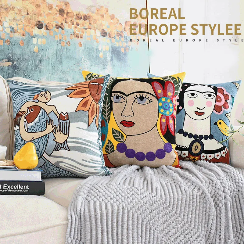 

45*45CM Abstract Person Cushion Cover Home Decor Pillow Cover for Sofa Children's Room Living Room Nordic Dakimakura PillowCase