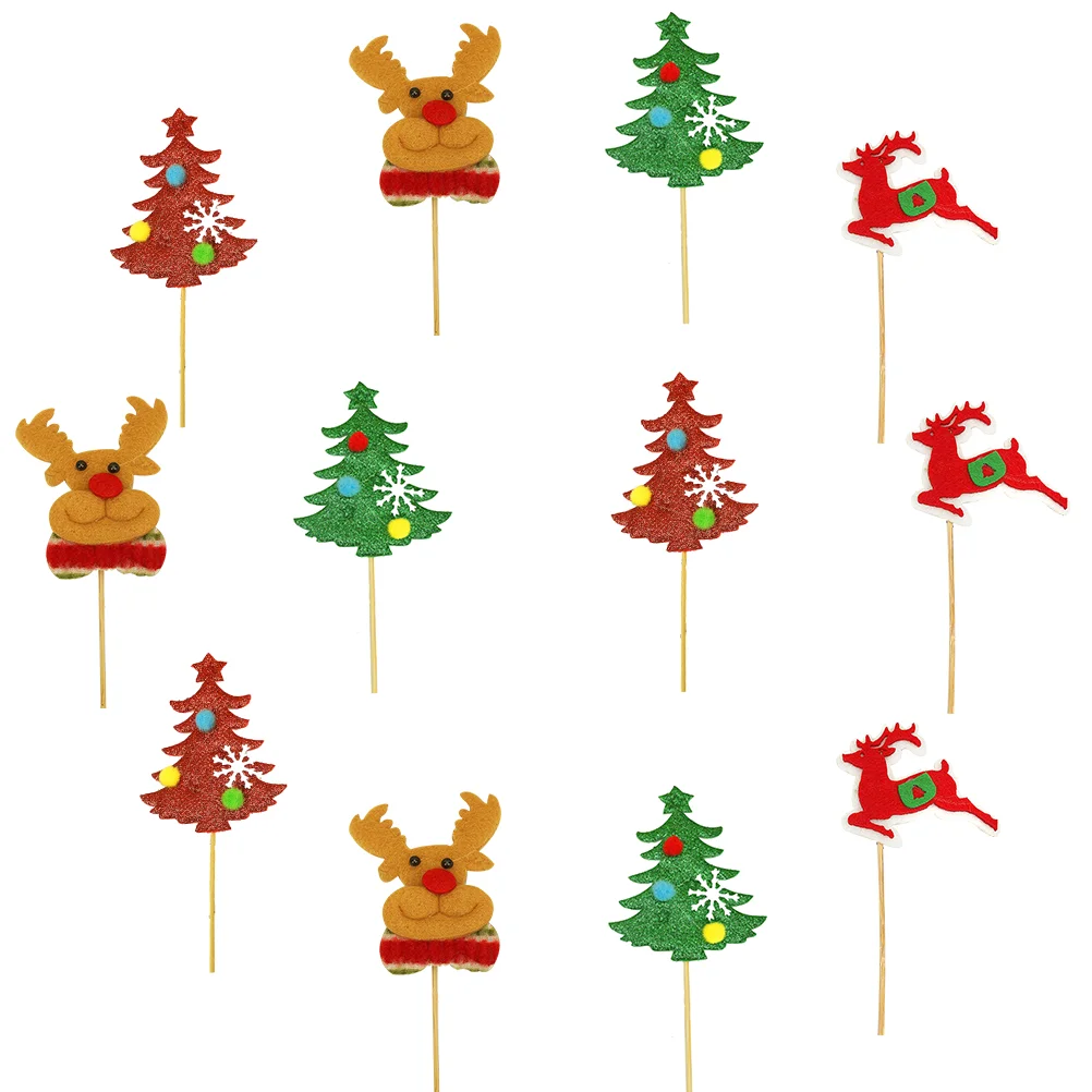 

Cake Christmas Toppers Partydecoration Topper Cupcake Holiday Tree Supplies Cartoon Picks Favor Decor