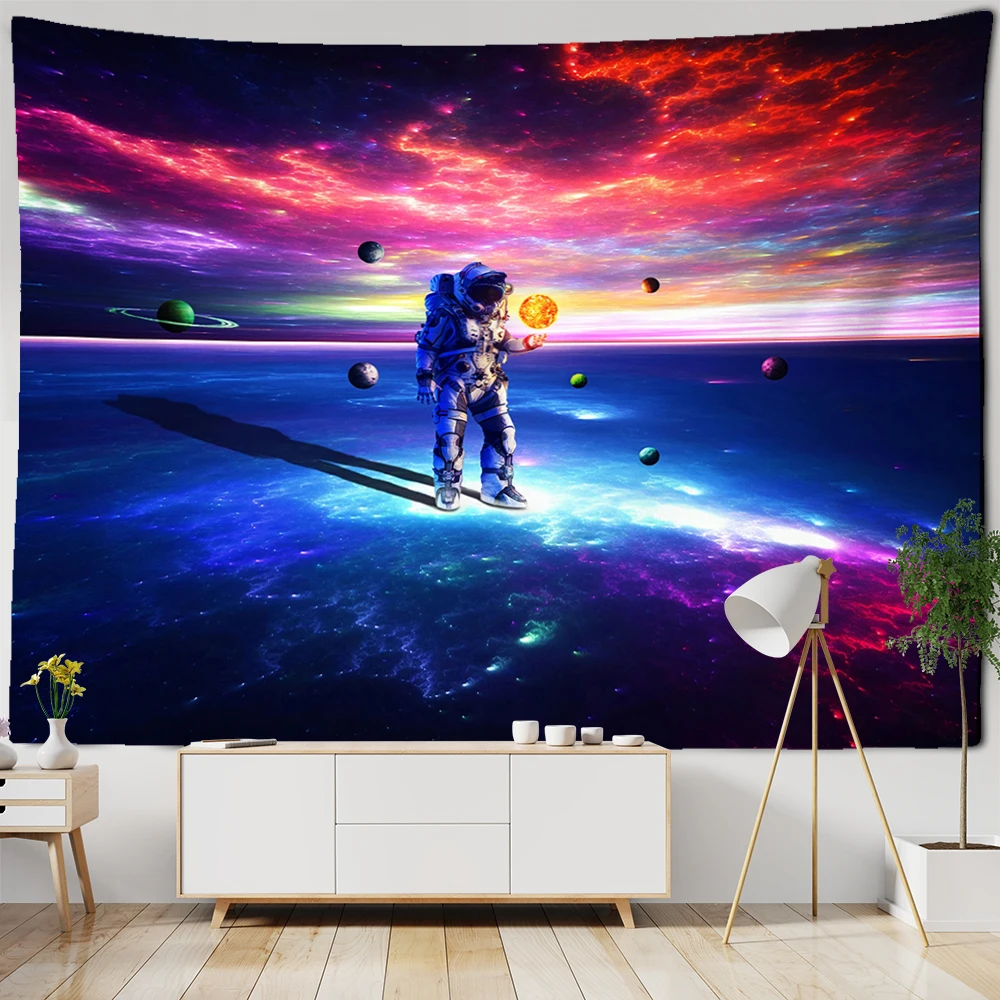 

Astronaut Planet Tapestry Wall Hanging Psychedelic Universe Hippie Tapiz Tarot Art Dorm Aesthetic Living Room Home Decor Cloth