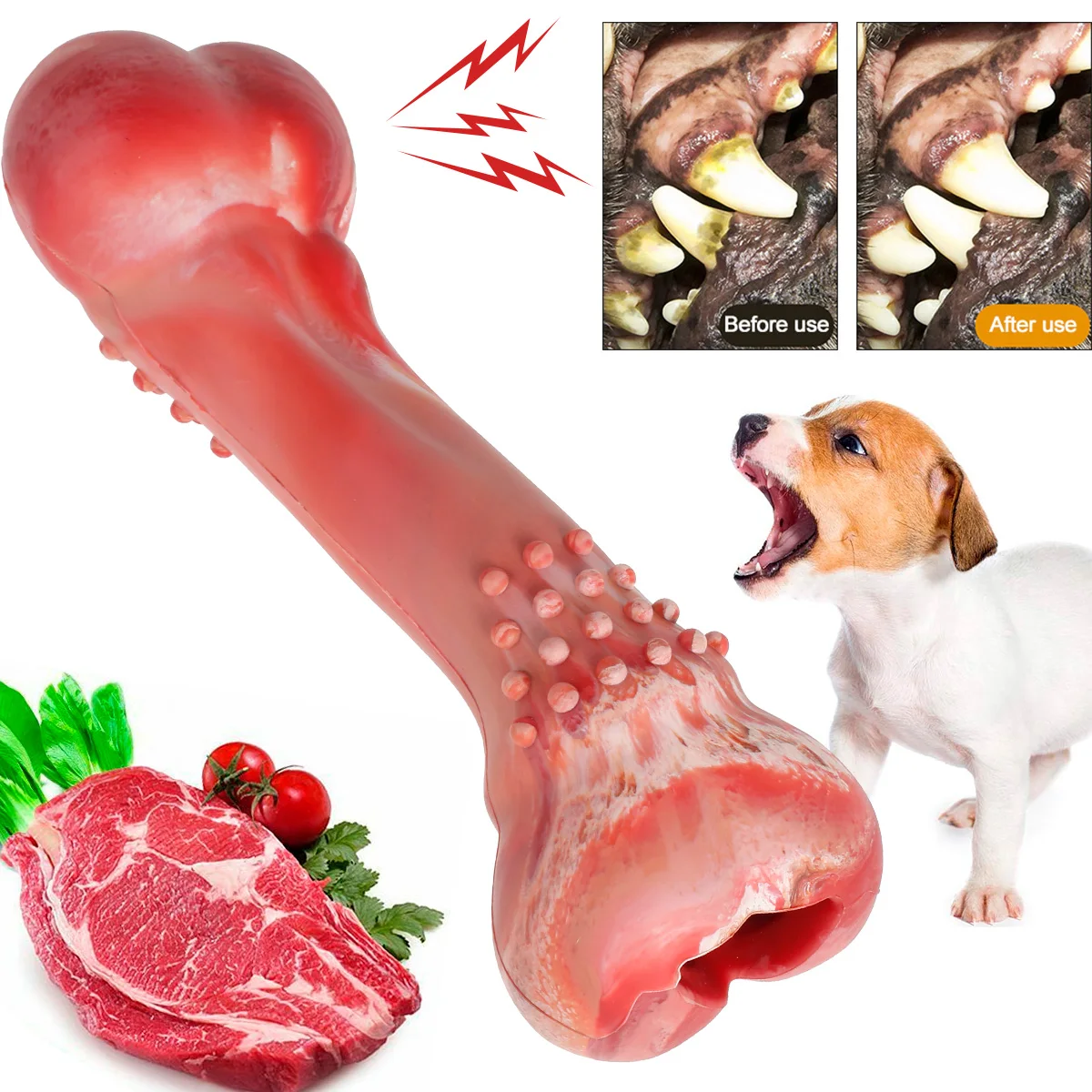 

Dog Chew Toy Rubber Nearly Indestructible Dog Bone Anti-bite Puppy Toys For Small Medium Large Pet Chew Game Dental Care Stick